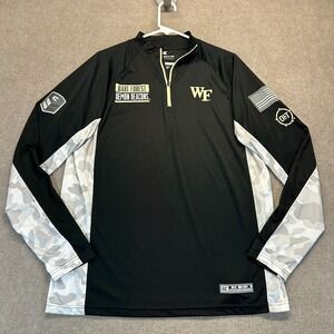 Wake Forest OHT 1/4 Zip Men's Large Pullover Black White Camo Support Troops